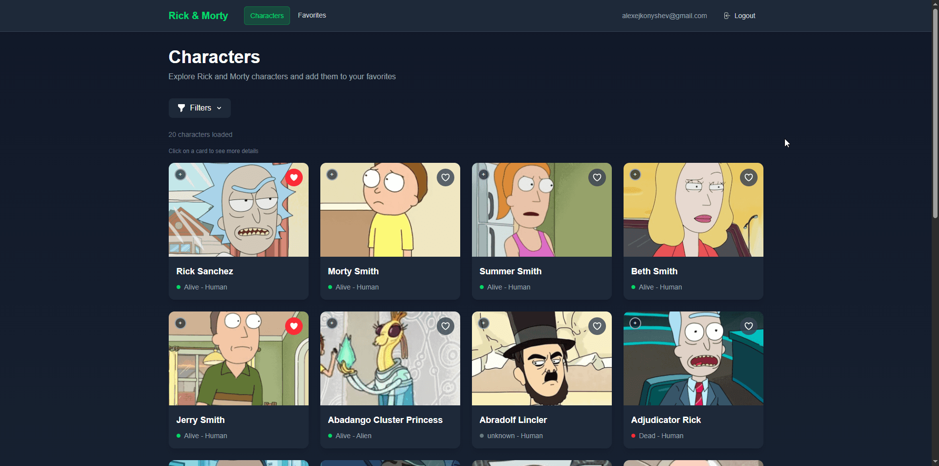 R&M Dashboard preview